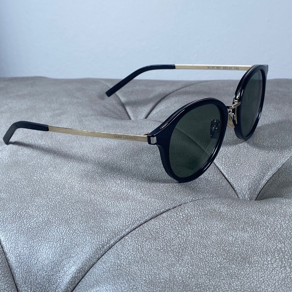 Yves Saint Laurent Black Round Sunglasses - Picture 15 of 15